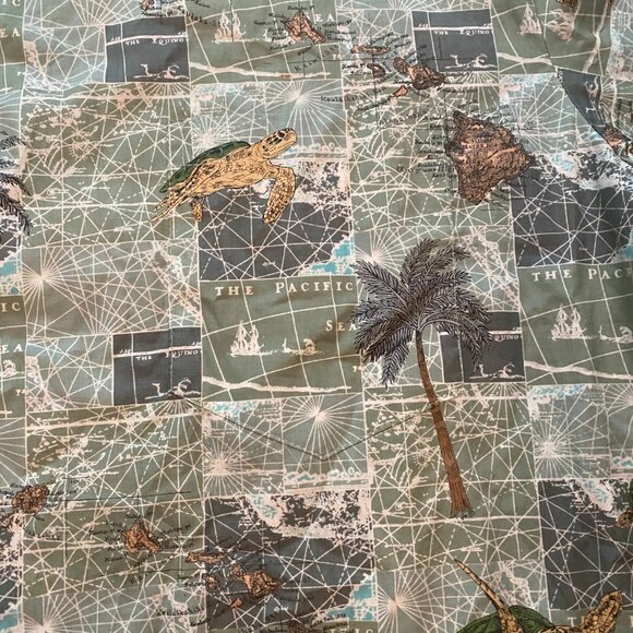 Tori Richard Men's Hawaiian Button Down Shirt Turtle Palm Tree Print Size XL H13 - Picture 3 of 5